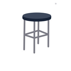 Stool. Kitchen blue chair without back. Isometric furniture. Flat illustration isolated on white
