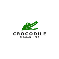 flat crocodile logo business vector design template. silhouette crocodile logo concept vector design inspiration isolated on white background. 
