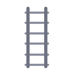 Steel grey stairs. Go up to top level. Straight and inclined objects. Cartoon flat illustration