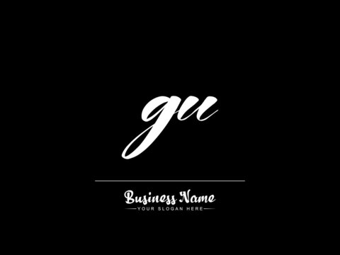 Signature GU logo, Signature Letter gu Logo template Vector