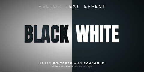 Editable text effect, Black white 3d style illustrations