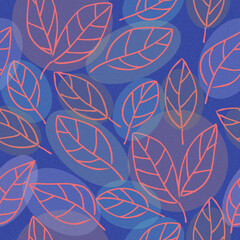 Abstract leaves on a blue background for textiles. Seamless pattern for the cover.