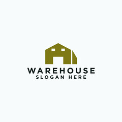 modern warehouse logo business vector design illustration. simple distribution building logo concept vector design template isolated on white background. 