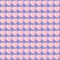 3D hearts seamless pattern. Love and Valentine Day concept. Simple modern vector illustration. Print for paper, fabric, surface design. Pink, very pery violet color