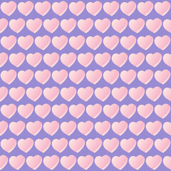 3D hearts seamless pattern. Love and Valentine Day concept. Simple modern illustration. Print for paper, fabric, surface design. Pink, very pery violet color