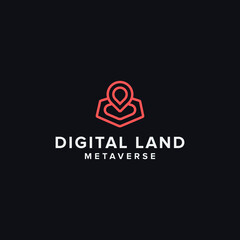 futuristic digital land metaverse logo business vector design inspiration with outline, modern and simple styles. 