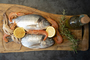 Sea bream or dorado raw fish uncooked , Italy