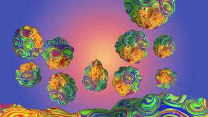 Abstract multicolored textured background with shapes.