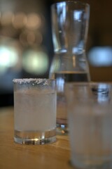 glass of water on the table