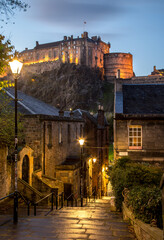 The beautiful view of Edinburgh Castle taken from Vennel Street staircase