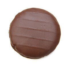 Chocolate pieces on white background