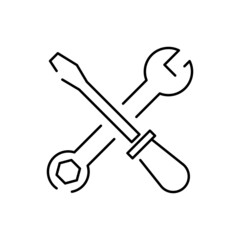 Screwdriver and Wrench Icon. Repair symbols vector. Build icon