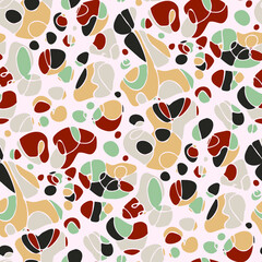 Seamless vector pattern with abstract modern doodles. Bright summer print. Trendy colorful background. Vintage geometric doodles.	