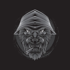 smoking wolf head detail illustration for t-shirt design and print