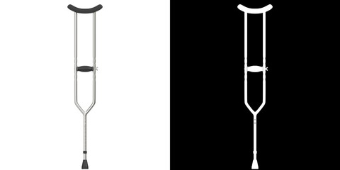 3D rendering illustration of a crutch