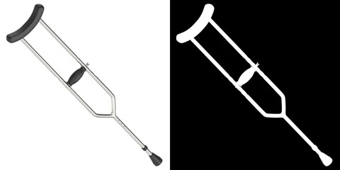 3D rendering illustration of a crutch