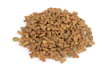 dry cat food isolated on a white background