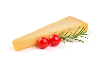 Parmesan cheese, isolated on white background.