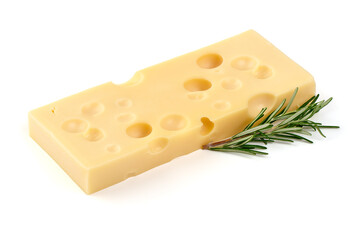 Maasdam cheese block, isolated on white background