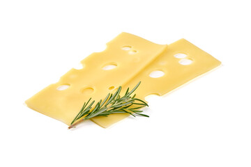 Maasdam cheese block, isolated on white background