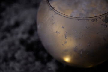 Glowing Lights in a Cold Frosted Glass Bowl