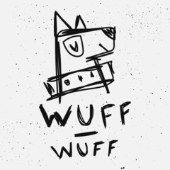 Grunge hand drawing dog typography t-shirt design. Vector illustration. On white background