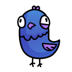 Carton funny pigeon isolated on white background. Design for t shirt, mug, poster.