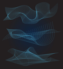 Dynamic 3D lines shapes abstract blue waves flow futuristic