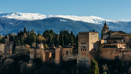 Fototapeta na wymiar View on the Alhambra and the city of Granada in Andalusia, Spain
