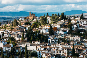 Fototapeta na wymiar View of the historical city of Granada, Spain including the Sacromonte district