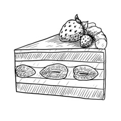 Strawberry cake vector illustration isolated on white background