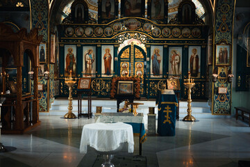 interior of an Orthodox church in Russia