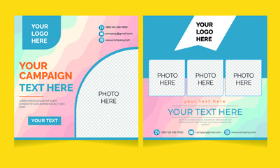 Editable minimal square Social banner template. Suitable for social media posts and web internet ads. Vector illustration