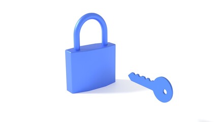 lock and key 3d representation, padlock that can be used to represent privacy, a password or safety 