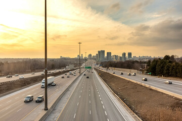 Vehicles driving on Highway 401