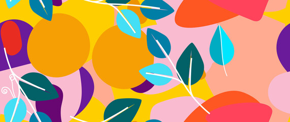 Fototapeta premium Bold Pattern Tropical Leaf Jungle Modern Motif