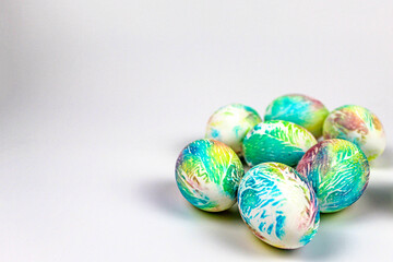 Easter eggs on a white background. chicken eggs. Easter set. Easter. space eggs