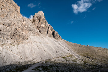 Path to the Tre Cime di Lavadoro, a famous mountain of Dolomites, Italy