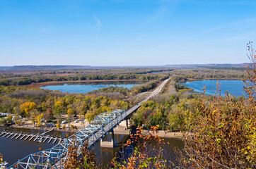 bridge spanning mississippi river from red wing minnesota into wisconsin
