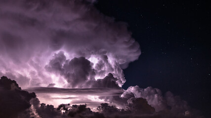 Lightning clouds in the night
