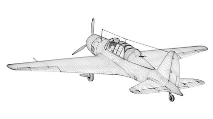 3d Illustration. Wire of Su-2 soviet light bomber
