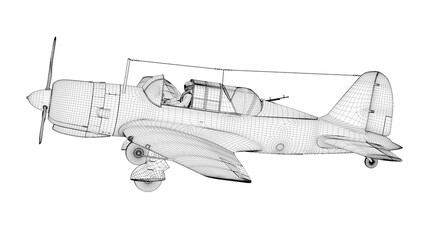 3d Illustration. Wire of Su-2 soviet light bomber - 477888235