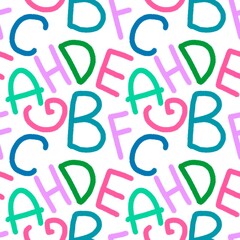 Kids seamless pattern with alphabet for fabrics and textiles and linens and gifts and cards 