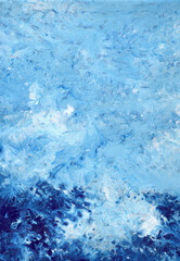 Modern blue painting. Abstract artwork background