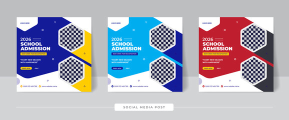 School admission square banner, School admission marketing social media Instagram post template, Suitable for the educational banner