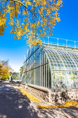 Paris, France, the Auteuil greenhouses, beautiful public garden in autumn
