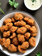 Crispy fried breaded chicken bites