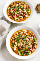 Cold russian soup Okroshka