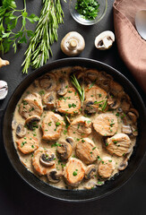 Pork medallions in mushroom gravy