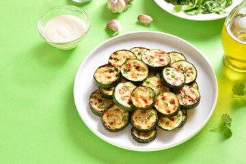 Fried zucchini on plate